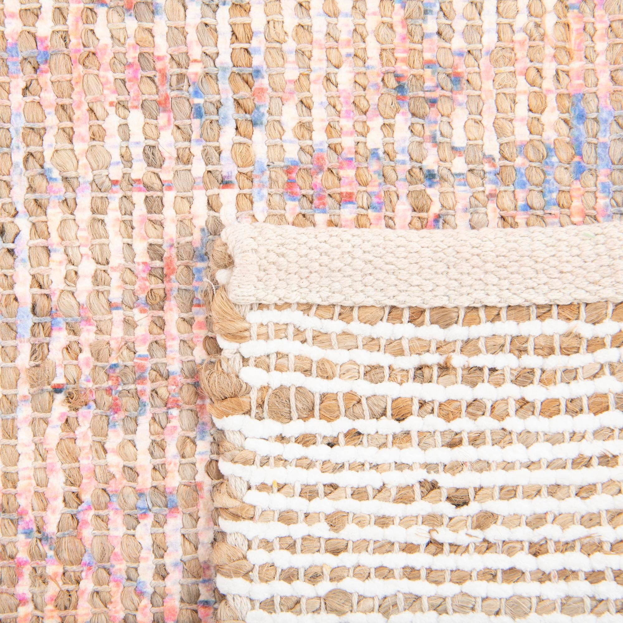 Unique Loom Chenille Jute Collection Area Rug - Laxmi (7' 10" x 10' Rectangle Peach pink/Beige)