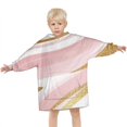 thumbnail image 3 of Pink Gold Marble Pattern Blanket Hoodies for Kids 6-13YR Oversize Wearable Blanket Hoodies for Boys Girls Teens, 3 of 7