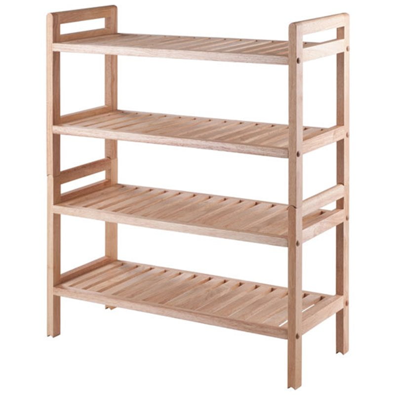 2pc Mercury Stackable Shoe Rack Set Natural - Winsome: Hardwood Organizer for Closet & Entryway