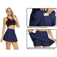 thumbnail image 4 of TOWED22 Women's Casual Stretchy Flared Pleated Mini Skater Skirt with Shorts(Navy,Small), 4 of 7