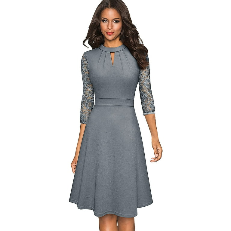 ZMHEGW Summer Dresses For Women 2023 Hollowed Out Stand Up Collar Commuting  Large Swing A Line Skirt Sunday Dress Women Elegant - Walmart.com
