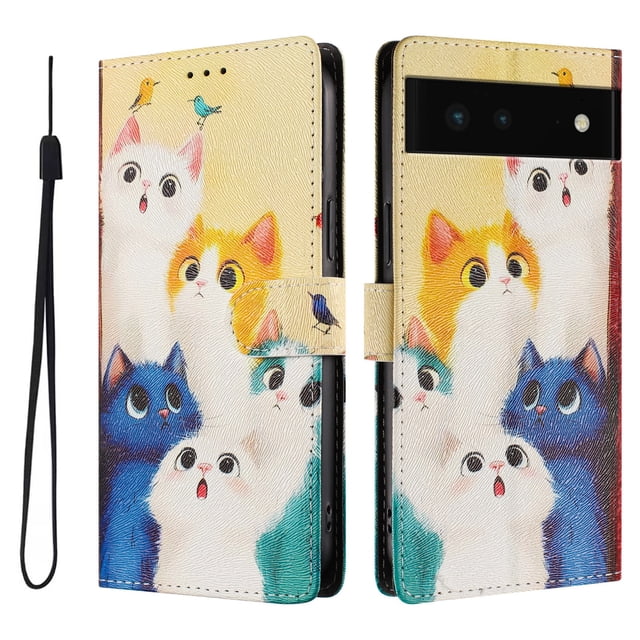 FOXDOCK Funda Tipo Cartera para Google Pixel 6 con Soporte y Correa – Diseño de Patrones Lindos