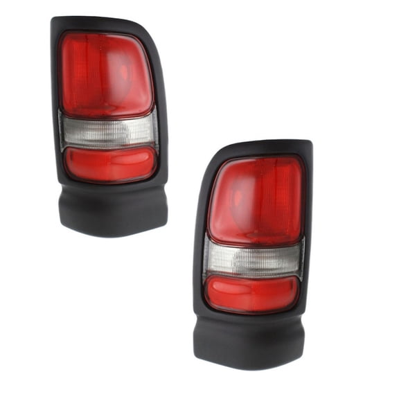 KarParts360 For Dodge Ram 2500/3500 1994-2002 Tail Lights Driver And Passenger Side | Pair | Red & Clear Lens | Lens And Housing | Replacement For CH2801122, CH2800122 | 55055264AC, 55055265AC