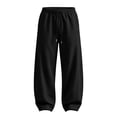 thumbnail image 7 of Domuza Mens Casual Baggy Sweatpants Lightweight Wide Leg Athletic Lounge Travel Pants Streetwear with Pockets Black XL, 7 of 7