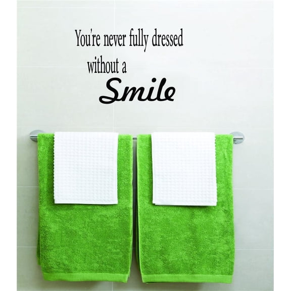 You're Never Fully Dressed Without a Smile Picture Art Boys Bed Room Home Decor Sticker Vinyl Wall Decal 8 X 16 Inches