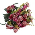 thumbnail image 2 of Coolmade 7 Branch 21 Heads Artificial Silk Fake Flowers Leaf Rose Wedding Floral Decor Bouquet,Pack of 2 (Rose Coffee), 2 of 9