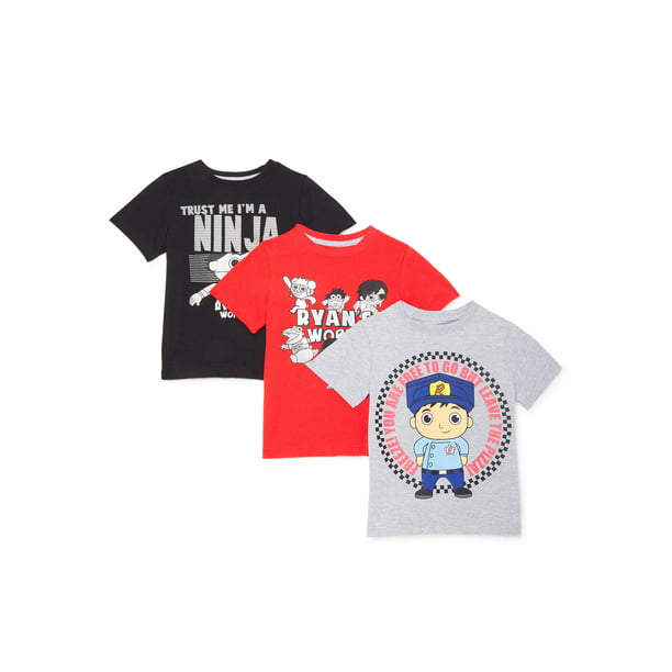 Ryan's World Boys Friends & Ninja & Police Graphic T-Shirts, 3-Pack, Sizes 4-8