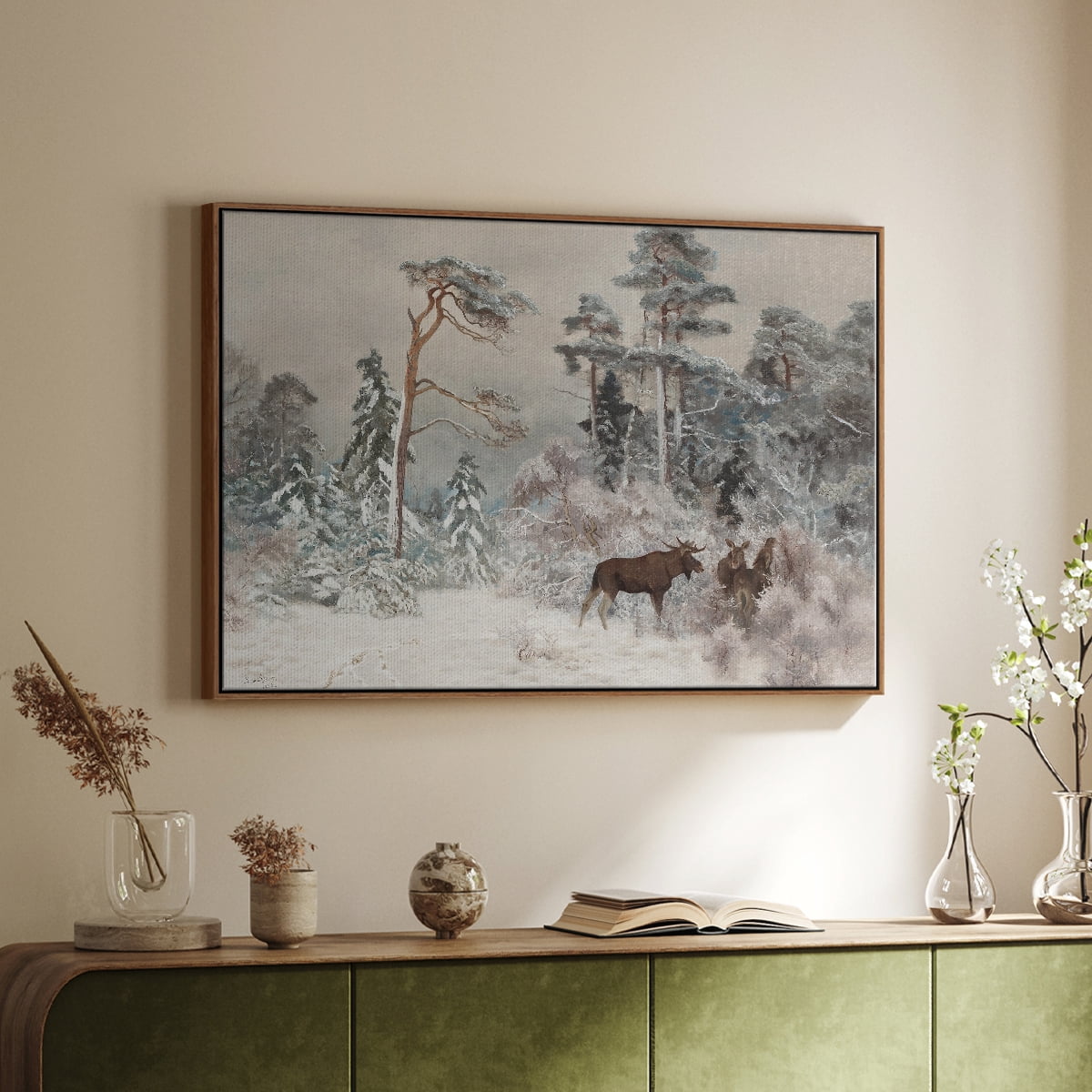 Vintage Landscape-CCLXXIII By Wexford Home Framed in Walnut Wood Gallery Wrapped Canvas 27 in. x 41 in.