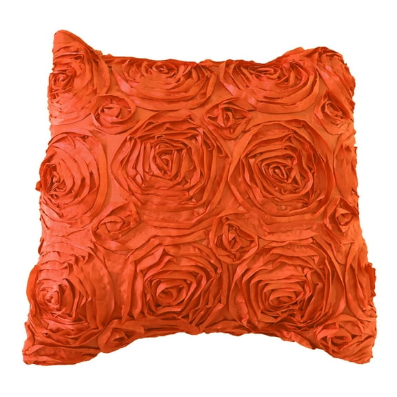 Satin Rosette Decorative Throw Pillow/Sham Cushion Cover Orange