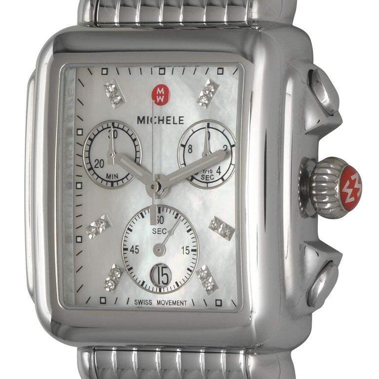 Michele Deco Diamond Mother of Pearl Dal Steel Women\'s Watch MWW06A000778 #40 New Michele Deco Diamond Mother of Pearl Dal Steel Women main image 3