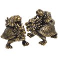 thumbnail image 2 of Mini adorno de latón, estatua de Animal Vintage, figura de Metal bonita, decoración de tortuga dragón de oficina, 2 uds., 2 of 6