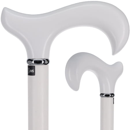 Royal RC Canes Elegant White Beechwood Derby Handle Walking Cane with Silver Collar – Stylish Cane for Women & Canes for Men – Ergonomic Grip Walking Cane for Men and Women