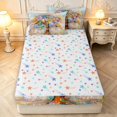thumbnail image 4 of Homewish Nature Tree Zipper Full Size Comforter Sets With Fitted Sheet And 2 Pillowcases,Colorful Glass Zipper Bedding Set,Yellow Blue,Colorful Stars Reversible,4Pcs, 4 of 8