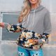 thumbnail image 3 of Sudadera con capucha de manga larga con estampado de flores Sudadera con capucha de moda para mujer con bolsillo para viajes en casa Deportes Gris L, 3 of 7