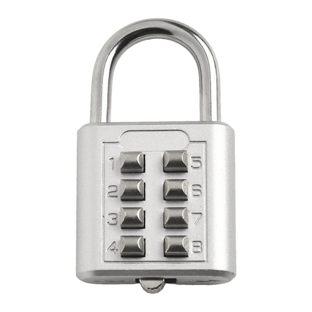 8-Digit Password Combination Padlock Zinc Alloy for Suitcase for Smart Password Lock Silver