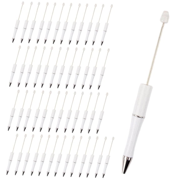 thinsony 50x Bead Pens Ballpoint Pen Ball Pen for Office School White