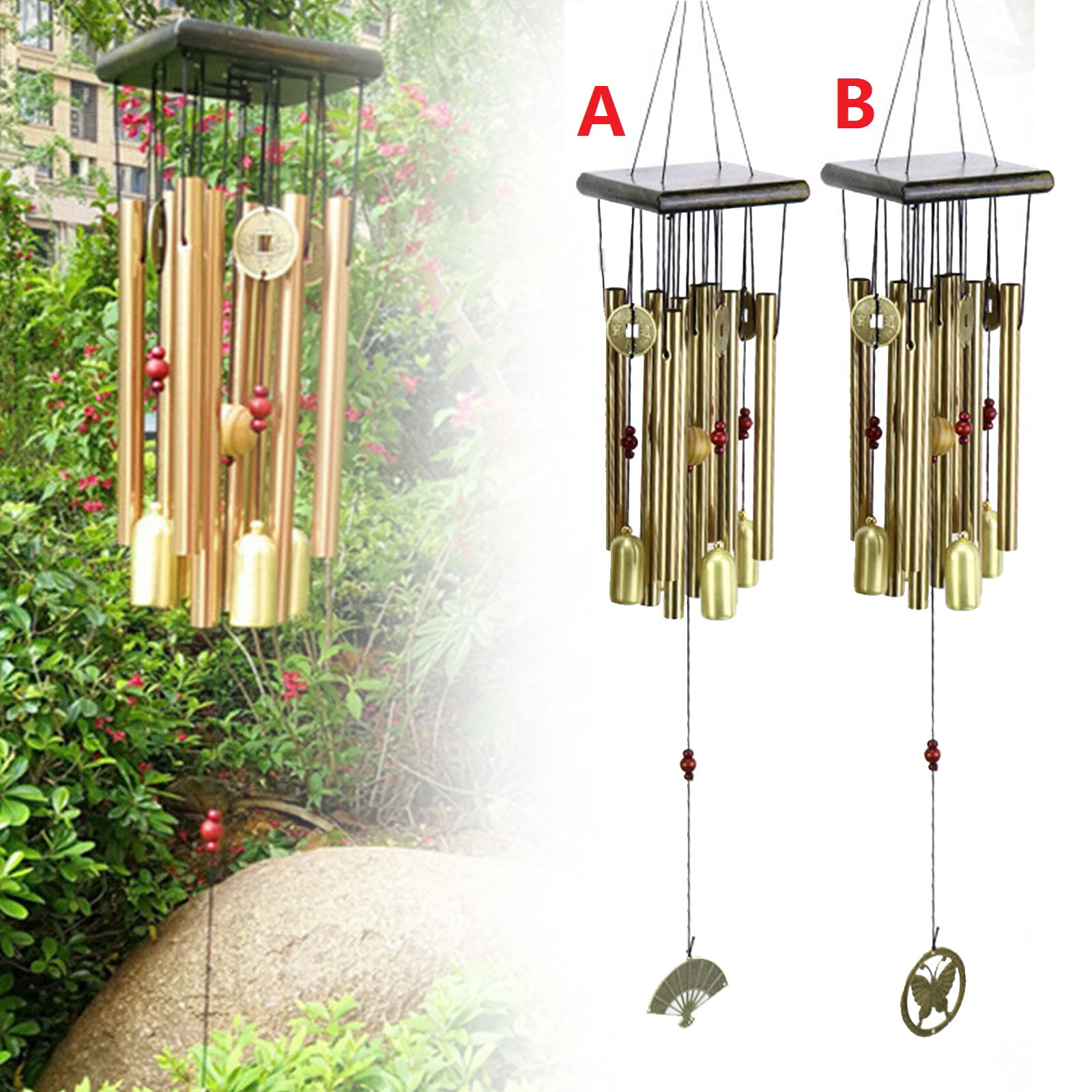 6 Metal Copper Bells Hanging Wind Chimes For Home/Door/Garden Decor & Gifts 