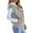 thumbnail image 3 of Women Cropped Hooded Zip Up Quilted Sleeveless Jackets Fall Light-Weight Coat with Pockets Gray M, 3 of 8