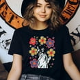 thumbnail image 3 of Liberty Flower Power T-Shirt for Women, Retro USA Statue of Liberty Graphic Tee, Black, Size L, 3 of 6