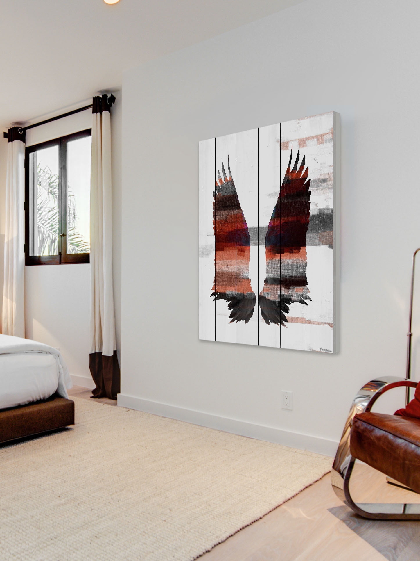 Parvez Michel Inc Parvez Taj - Dark Wings Painting Print on White Wood