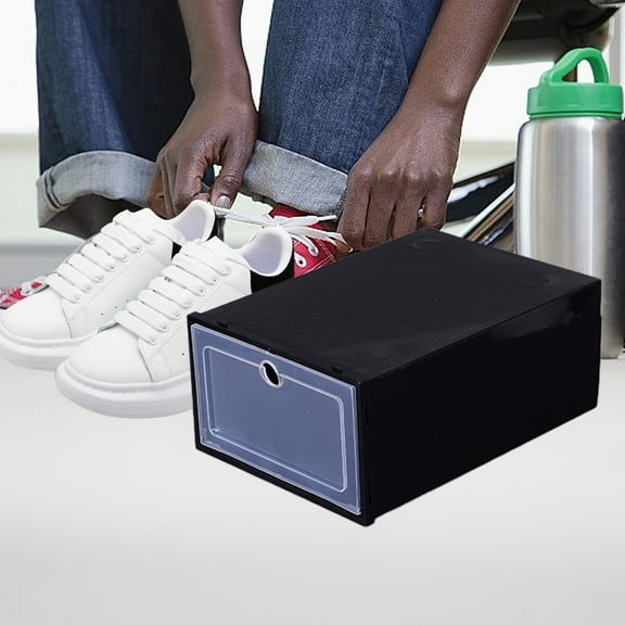 AuroraX Stackable Shoe Storage Box Small Black Dustproof Shoe Rack Organizer Sturdy Free Standing Corner Space-Saving Vertical Shoe Storage Organizer for Closet,Entryway,Door