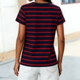 thumbnail image 5 of DHFJKG Women's Striped T Shirts Casual V Neck Short Sleeve Regular Fit Summer Top Casual Graphic Tee Comfortable Tops, 5 of 7