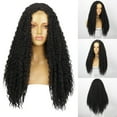 thumbnail image 3 of African Human Hair Wigs Long Straight Lace Front Wig Natural Medium Parted Synthetic Fiber Headpiece, 3 of 8