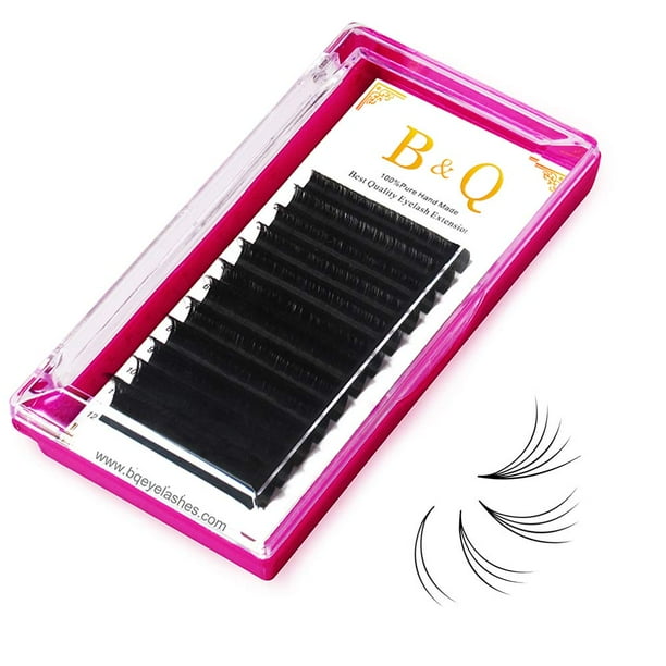 B&Qaugen Easy Fan Lashes D-0.07-9 mm Extensiones de pestañas con volumen 9-25 mm B&Qaugen Easy Fan Volume Lashes Pestañas de floración rápida Extensiones de pestañas que fluyen automáticamente (D-0.07