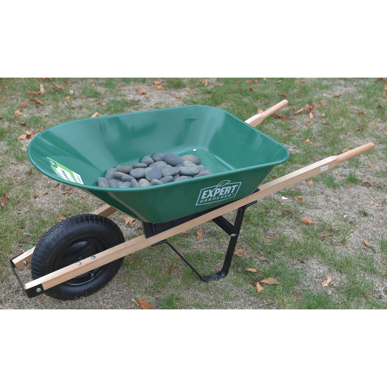 Expert Gardener Wheelbarrow 4.5 Cuft Durable Steel Tray Wood