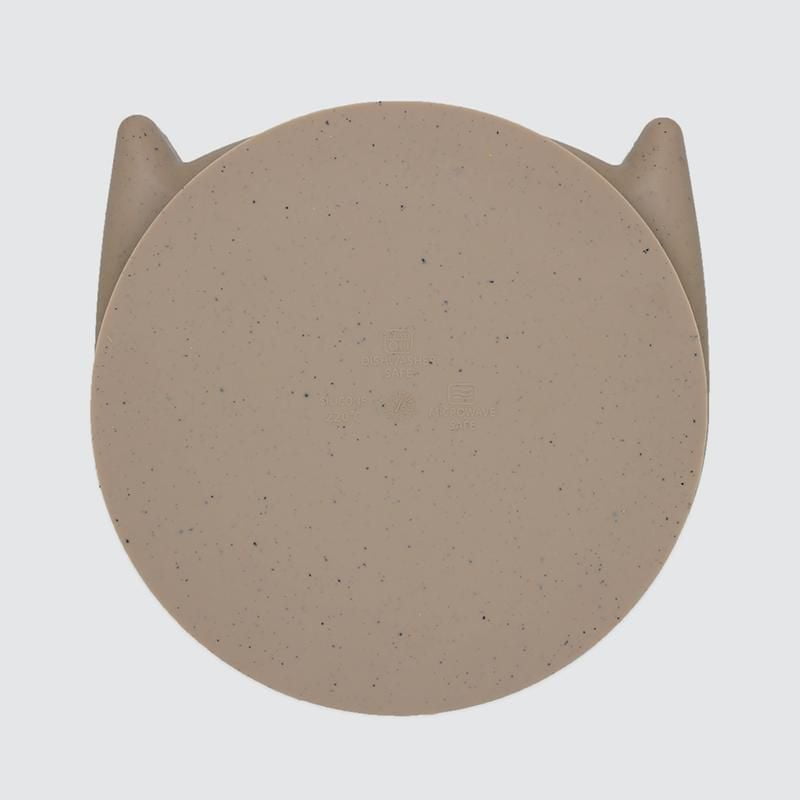 Kushies Silikitty - Silicone Suction Plate, Divided Plate, Baby Toddler Plate, BPA Free, Microwave Dishwasher Safe Suction Dish - Toasted Almond