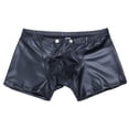 thumbnail image 4 of Men Shiny Leather Boxer, Sexy Open Crotch, Soft Matte Leather, Shaping Short Pants, 4 of 7