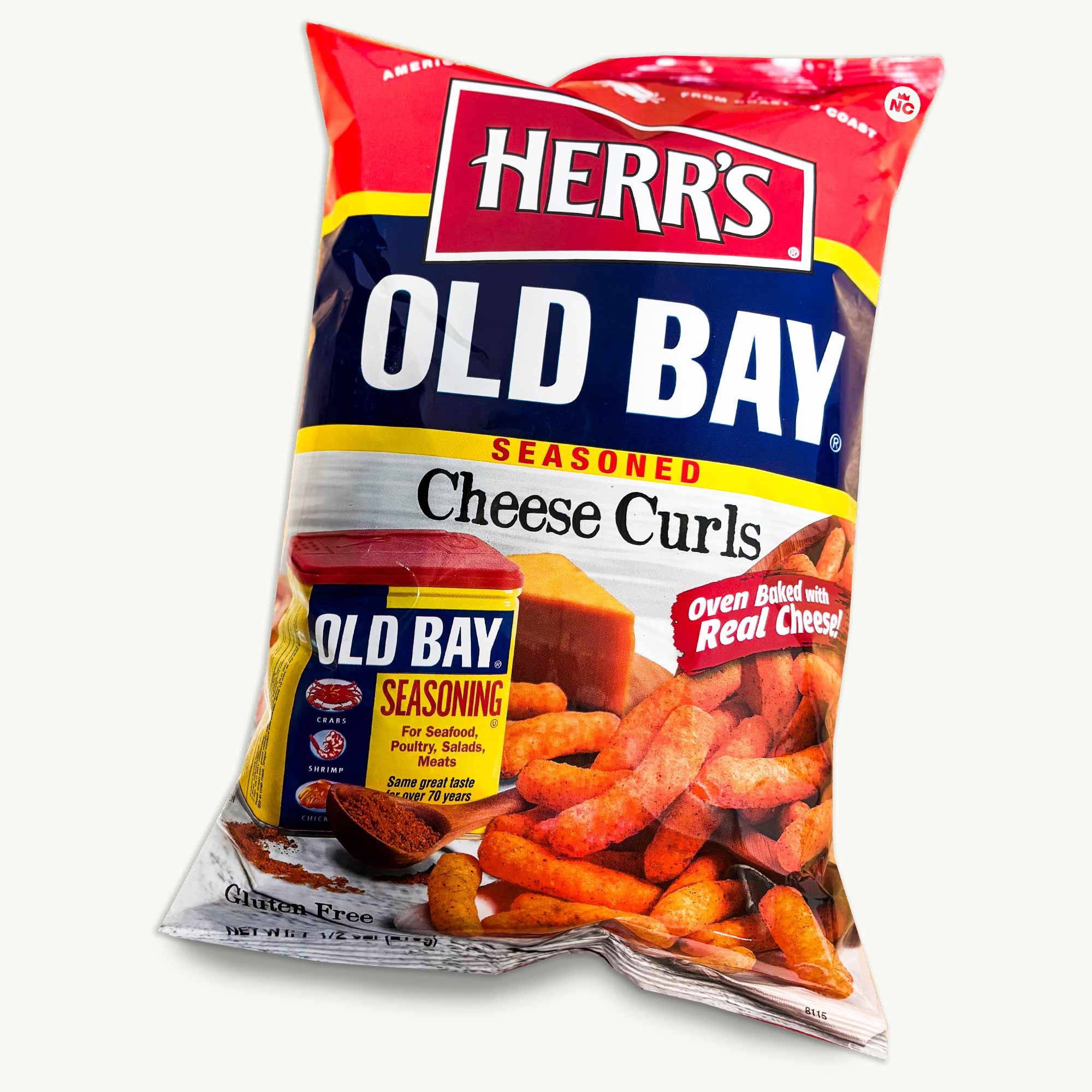 Herrs Old Bay Cheese Curls 7.5oz (3 bags) - Gourmet Butter Popcorn (1.15oz) - 4 Items Total