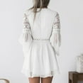thumbnail image 5 of Enjoytime Dresses For Women 2024 Casual Summer Fashion Chiffon Lace Double Layer Long Sleeves V-Neck Hollow Out Solid Color Women Sexy Mini Dresses, 5 of 6