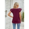 thumbnail image 3 of XCHQRTI Womens Petal Sleeve Shirt Lace Eyelet Cap Tunic Blouse Square Neck Pleated Tshirt Tops, 3 of 8