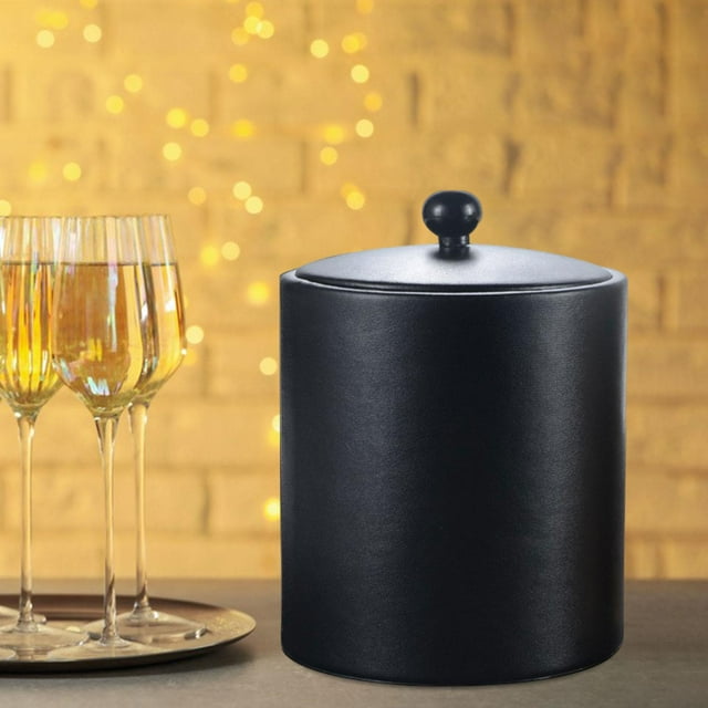 Cubo de hielo con tapa con aislamiento Accesorios de barra para el hogar Portátil Mantiene el hielo frío Doble pared aislada para enfriar Cócteles de negro perfecl Cubeta de hielo