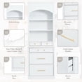 thumbnail image 6 of Harper & Bright Designs Freestanding Kitchen Pantry Storage Cabinet with Drawers and Shelves, Tall Kitchen Hutch with Faux Marble Top, White, 6 of 16