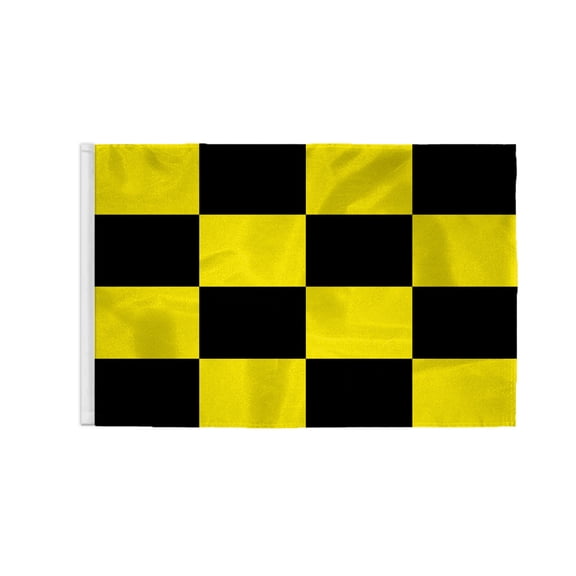 AGAS Regulation Checkered Tube Style Flags, Black & Yellow 14x18 inch - Durable 200 Denier Nylon, Vibrant Print, and Reinforced Stitching