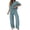 Navy, variant on Ynynloco 2 Piece Cotton Linen Outfits for Women Casual Tracksuit Short Sleeve Tops And Wide Leg Long Pants Matching Lounge Sets
