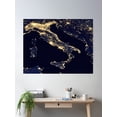 thumbnail image 2 of Italy At Night - Night Light Satellite Image Poster Wall Art, Modern Wall Decor, 24x36 UNFRAMED, 2 of 3