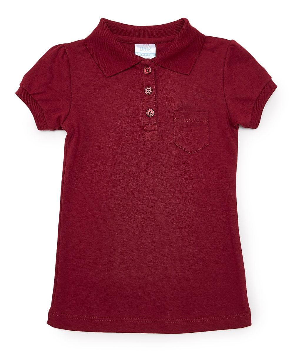 unik uniforms unik unik Girl Uniform Polo Shirt with Pocket Burgundy 
