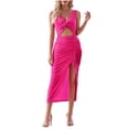 thumbnail image 1 of TJAZFJPA Robe Tricotée pour Femmes Robe à Col en V à Cordon pour Femmes Robes de Couleur Unie Robes Maxi pour Femmes Robe Formelle d'Été pour la Plage, 1 of 9