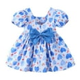 thumbnail image 1 of Robes pour Petites Filles, Robe Décontractée à Manches Courtes avec Nœud dans le Dos, Robe d'Été Sans Manches pour Enfants, Robe de Bébé Bleue 2 Ans-3 Ans, 1 of 3