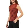 thumbnail image 4 of INSPIRE CHIC Women's Sleeveless Lace Ruffled Semi Sheer Blouse Top, 4 of 7