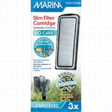 Marina Slim Filter Bio‑Carb Replacement Cartridges for Tropical Fish Tanks, Size 3‑Pack