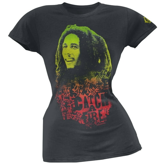 Bob Marley Women's Juniors Catch A Fire Soft Short Sleeve T Shirt