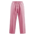 thumbnail image 5 of Hinvhai Cotton Linen Pants Men Casual Baggy Summer Beach Elastic Drawstring Waist Yoga Striped Pants Travel Baggy Work Pant with Pocket Pink, 5 of 8