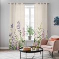 thumbnail image 5 of Flowers Lavender Kitchen Curtains 96 Inch Length, Retro Cottagecore Blooms Green Leaf Grommet Top Bedroom Living Room Curtains, Light Filtering Cafe Curtain Drapes 2 Panels Set 104''x96'', 5 of 9