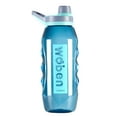 thumbnail image 2 of Botella deportiva de gran capacidad de 950 ml con pajita | Tapa hermética con cierre y correa de mano | Plástico sin BPA para gimnasio, senderismo, correr, oficina y escuela | Azul o gris, 2 of 6