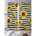 thumbnail image 3 of Yellow Sunflowers Sheer Curtains 108 Inch Length 2 Panels Set Window Treatments, Spring Floral Black Stripes Farmhouse Rod Pocket Semi Curtains for Living Room/Bedroom/Kitchen Décor, 104"W x 108"L, 3 of 7