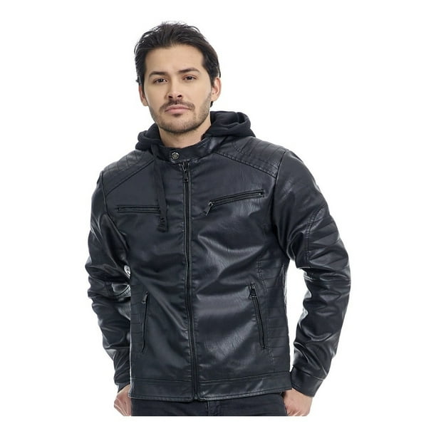 Chamarra Hombre Piel Estilo Motociclista Walmart en línea
